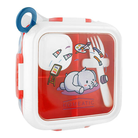 Homeatic Plastic Lunch Box With Cutlery, 1 Liter, Blue, HMT-019 - Main Image