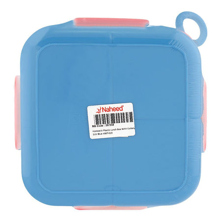 Homeatic Plastic Lunch Box With Cutlery, 1 Liter, Blue, HMT-019 - Image 5