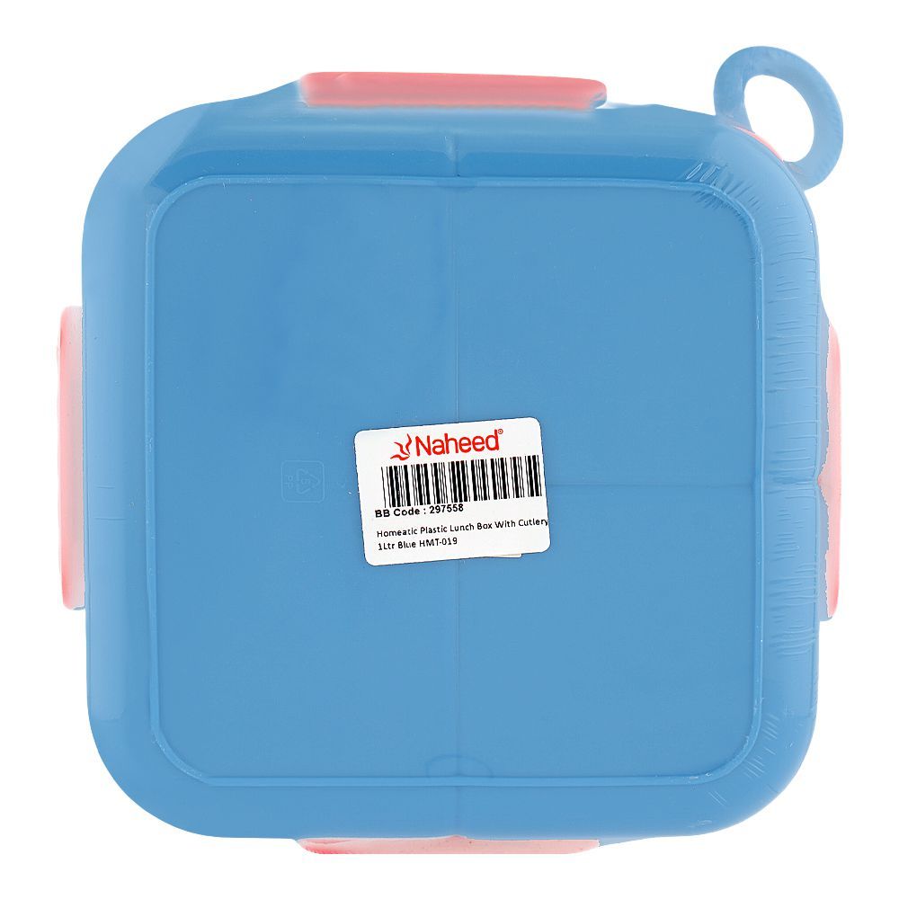 Homeatic Plastic Lunch Box With Cutlery, 1 Liter, Blue, HMT-019 - Image 5