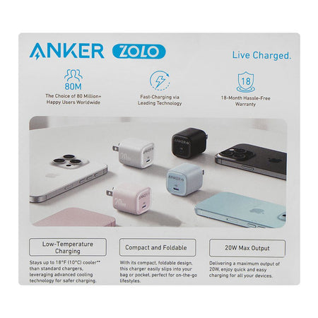 Anker Zolo Fast Charger For Apple & Samsung, 20W, PD 3.0, White, A2699J21 - Image 4