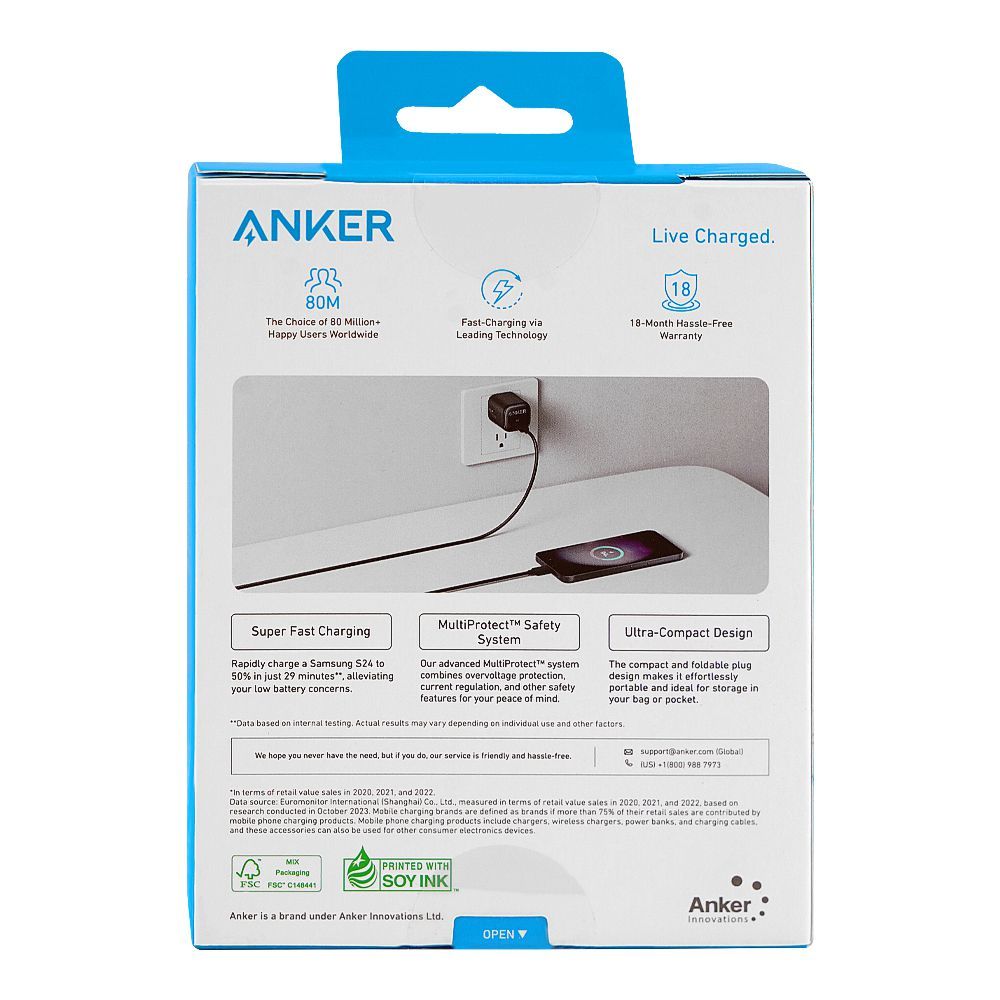 Anker Compact Charger, 25W Black, A2656J11 - Image 3