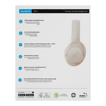 Anker SoundCore Wireless On-Ear Headphones, 60H Running Time, Q11I White A3005H21 - Image 3