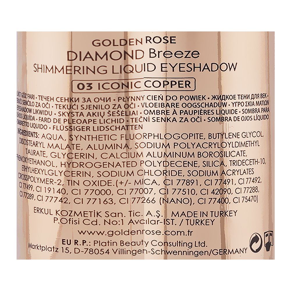 Golden Rose Diamond Breeze Shimmering Liquid Eyeshadow, 03 Iconic Copper - Image 3