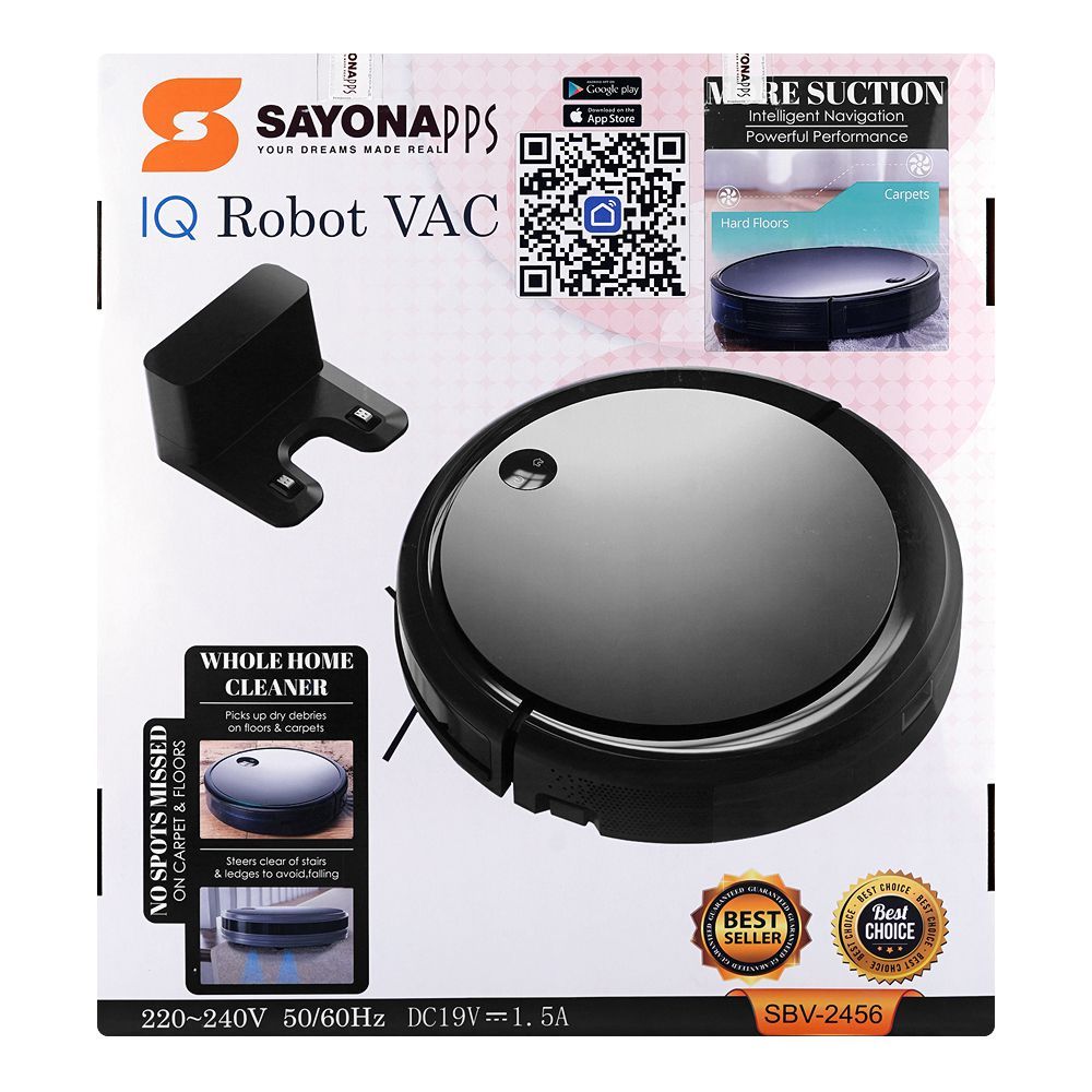 Sayona IQ Robot Vacuum Cleaner, 220-240V, 1.5A, SBV-2456 - Image 2