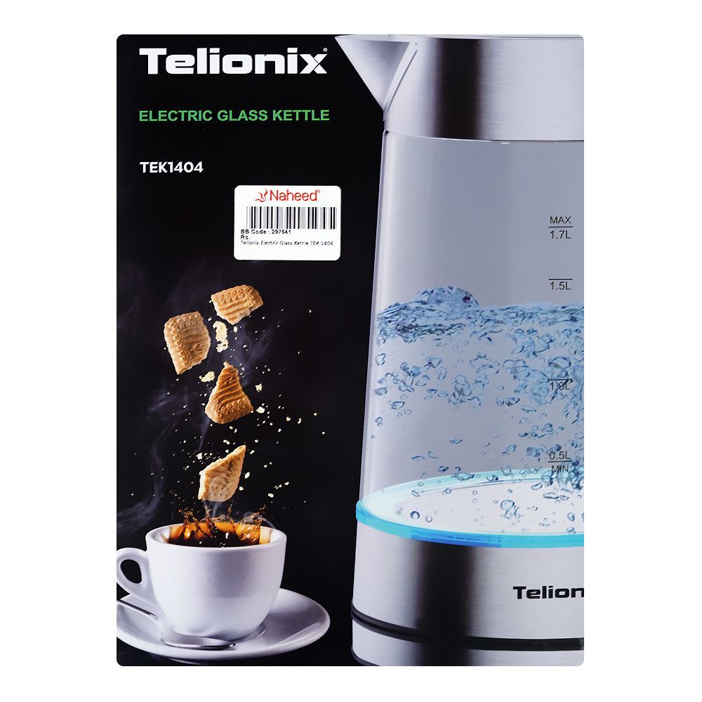 Telionix Electric Glass Kettle, 1850-2200W, 1.7 Liter, TEK-1404 - Image 3