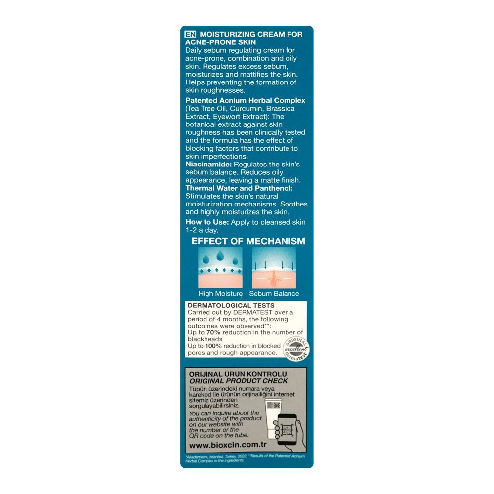 Bioxcin Acnium Clinical Moisturizing Cream, Non-Comedogenic, For Acne-Prone Skin, 50ml - Image 2
