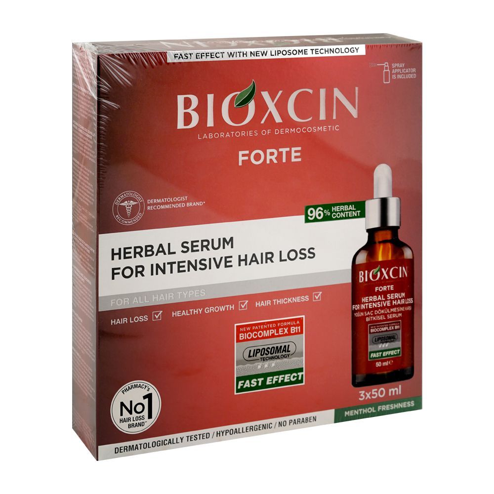 Bioxcin Forte Herbal Intensive Hair Loss Serum, Hypoallergenic, No Paraben, For All Types Of Hair, 50ml, 3-Pack - Main Image