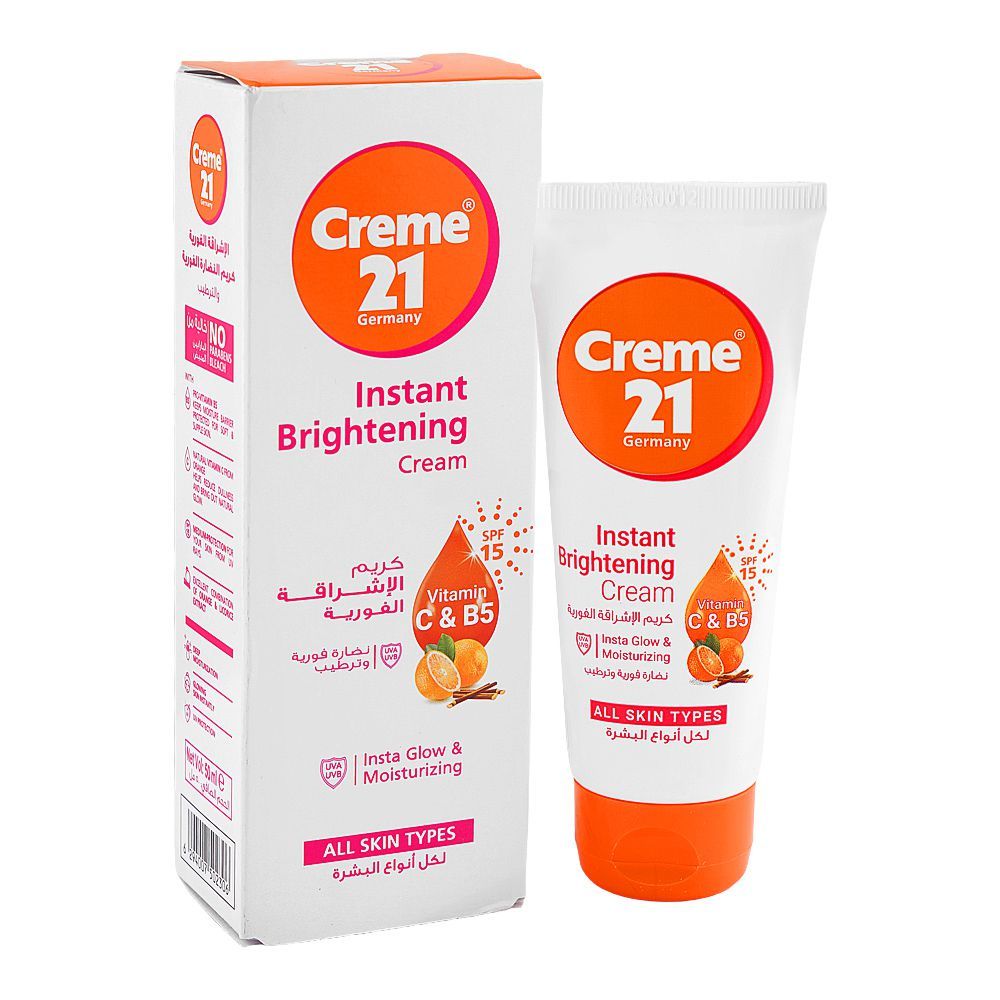 Creme 21 Instant Brightening Cream, UV Protection, No Parabens & Bleach, For All Types Of Skin, 50ml - Main Image