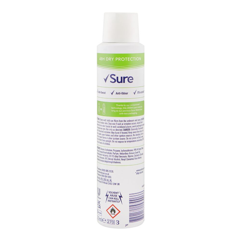 Sure Women Pear & Jasmine 48H Anti-Perspirant Body Spray, Anti-Sweat & Odour, Alcohol Free, For Women, 200ml - Image 2