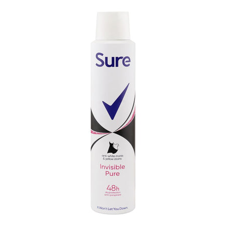 Sure Women Invisible Pure Anti-White Marks 48H Anti-Perspirant Body Spray, Anti-Sweat & Odour, Alcohol Free, For Women, 200ml - Main Image