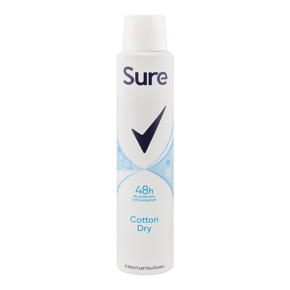 Sure Women Cotton Dry 48H Anti-Perspirant Body Spray, Anti-Sweat & Odour, Alcohol Free, For Women, 200ml - Main Image