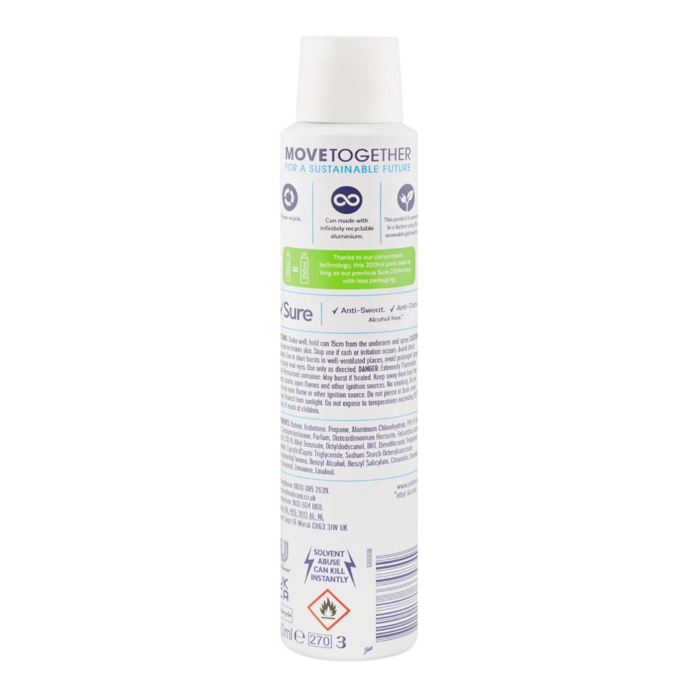 Sure Women Cotton Dry 48H Anti-Perspirant Body Spray, Anti-Sweat & Odour, Alcohol Free, For Women, 200ml - Image 2