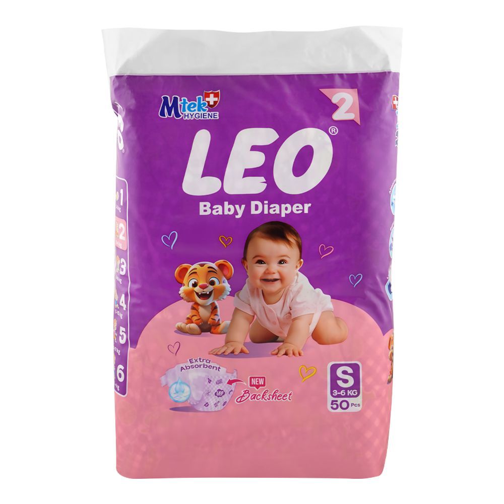 Leo Baby Diaper, Small, 2, 3-6KG, 50-Pack - Main Image
