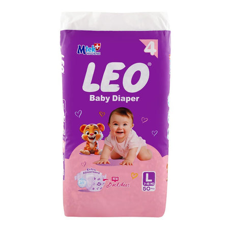 Leo Baby Diaper, Large, 4, 7-15KG, 50-Pack - Main Image