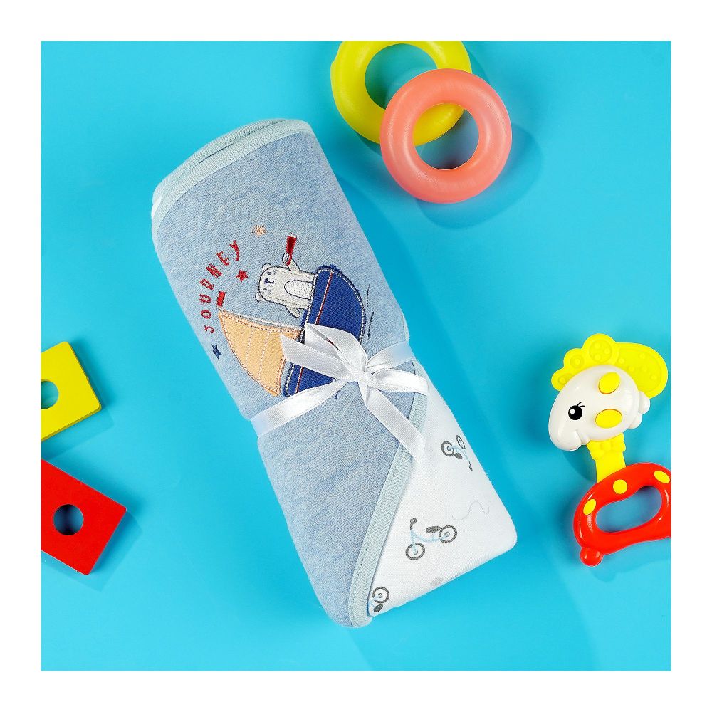 TG Kids Center Baby Roll Wrapping Sheet, Sky Blue & White - Main Image
