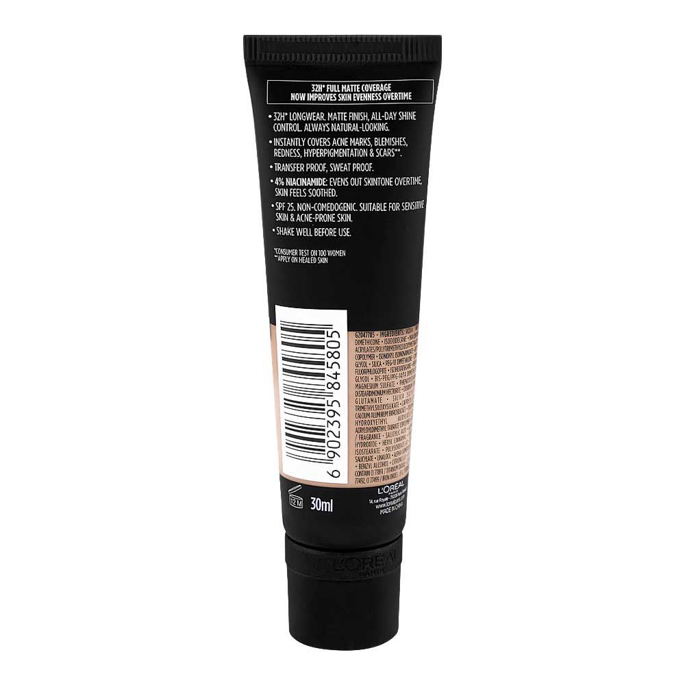 L'Oreal Paris Infallible 32H-Matte Cover Foundation, 4% Niacinamide, SPF25 PA+++ 140 Neutral Undertone, 30ml - Image 2