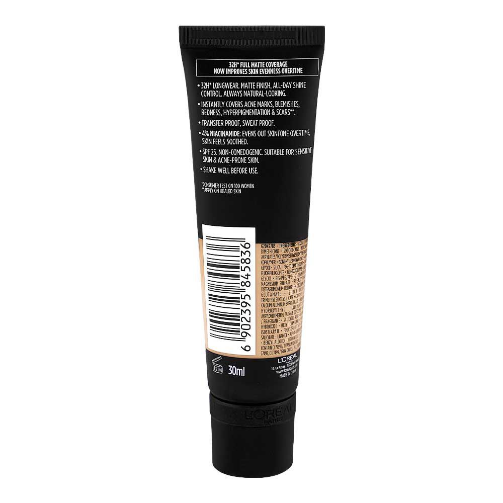 L'Oreal Paris Infallible 32H-Matte Cover Foundation, 4% Niacinamide, SPF25 PA+++ 240 Warm Undertone, 30ml - Image 2