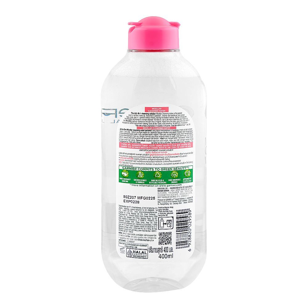 Garnier Skin Naturals Micellar Cleansing Water All-In-1, No Perfume & No Alcohol, For Sensitive Skin, 400ml - Image 2
