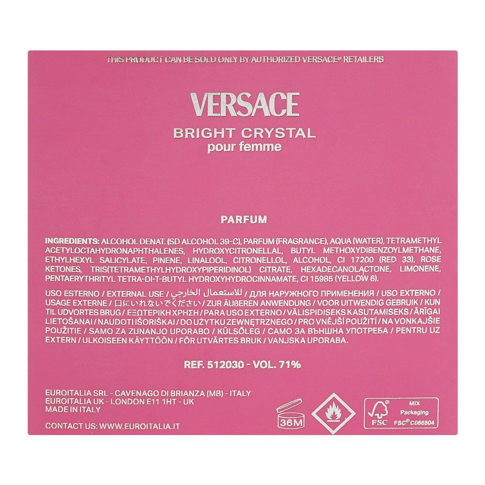 Versace Bright Crystal Pour Femme Parfum, For Women, 50ml - Image 3