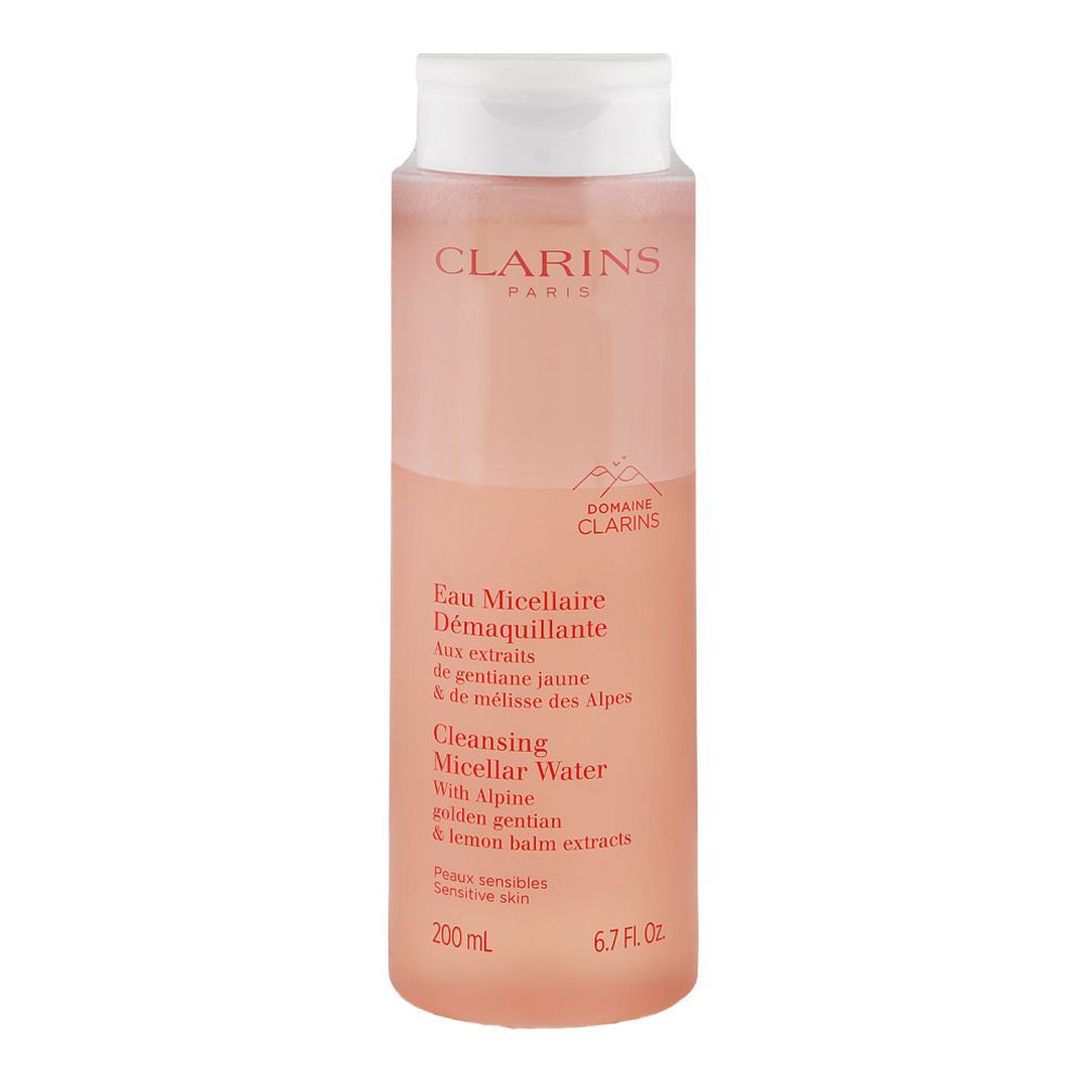 Clarins Paris Alpine Golden Gentian & Lemon Balm Cleansing Micellar Water, For Sensitive Skin, 200ml - Main Image
