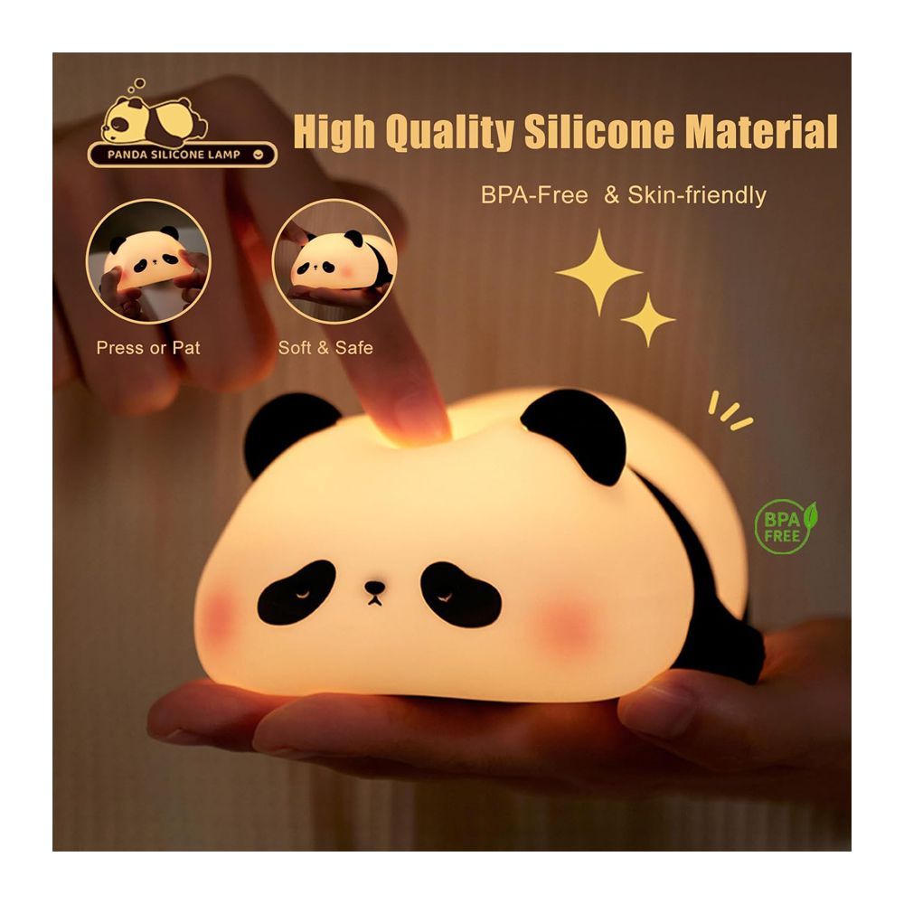 AJF Panda Shaped Rechargeable Silicone Night Lamp, With Type-C Rechargable Port, 30 Minutes Run Time - Main Image