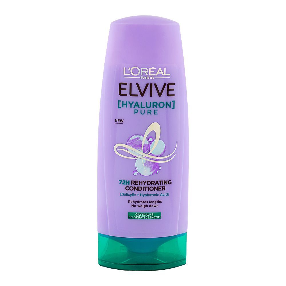 L'Oreal Paris Elvive Hyaluron Pure 72H Rehydrating Conditioner, Salicylic & Hyaluronic Acid, 175ml - Image 3
