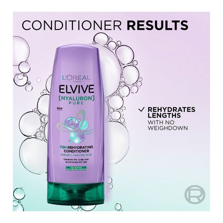 L'Oreal Paris Elvive Hyaluron Pure 72H Rehydrating Conditioner, Salicylic & Hyaluronic Acid, 175ml - Image 2