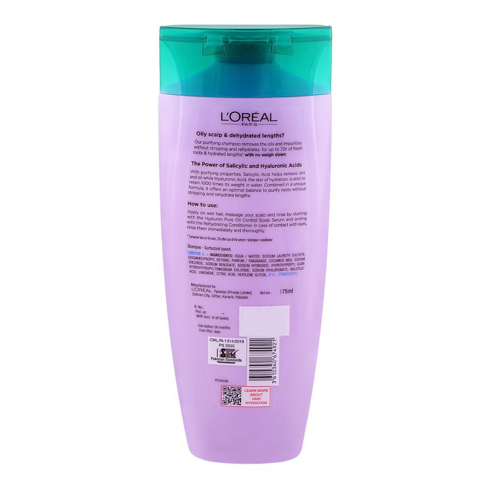 L'Oreal Paris Elvive Hyaluron Pure 72H Purifying Shampoo, Salicylic & Hyaluronic Acid, For Moisturize Hair, 175ml - Image 8