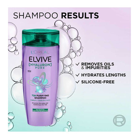 L'Oreal Paris Elvive Hyaluron Pure 72H Purifying Shampoo, Salicylic & Hyaluronic Acid, For Moisturize Hair, 175ml - Image 5