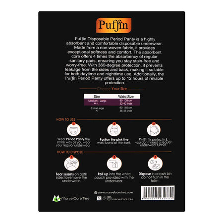 Puffin Premium Disposable Period Panty, Medium/Large, 5-Pack - Image 2