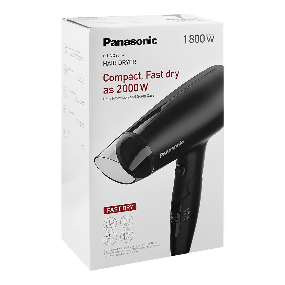 Panasonic Compact Fast Dry Hair Dryer, 1800W, EH-NA37-K - Image 2