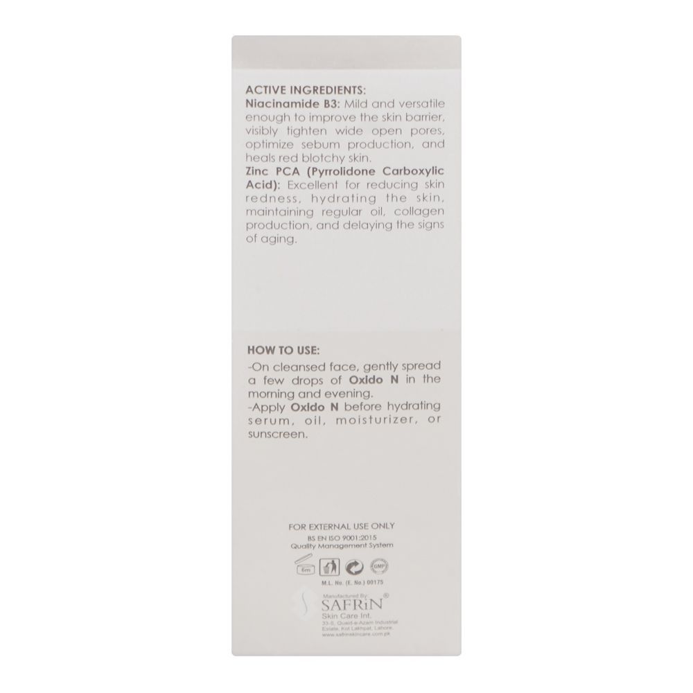 Safrin Skin Care Oxido-N Mineral Vitamin Serum, Niacinamide, For Acne Skin, 15ml - Image 4