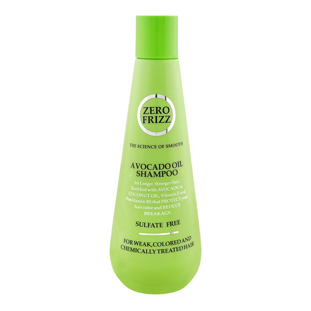 Zero Frizz Avocado Oil Shampoo, Sulfate Free, For Weak & Chemically Treated Hair, 355ml - Main Image