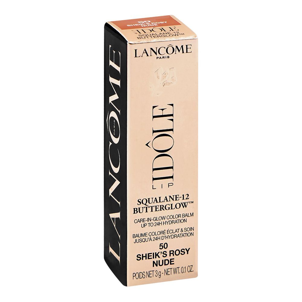 Lancome Paris Idole Squalane-12 Butter Glow Care-In-Glow Color Lip Balm, 50 Sheik's Rosy Nude, 3g - Image 2