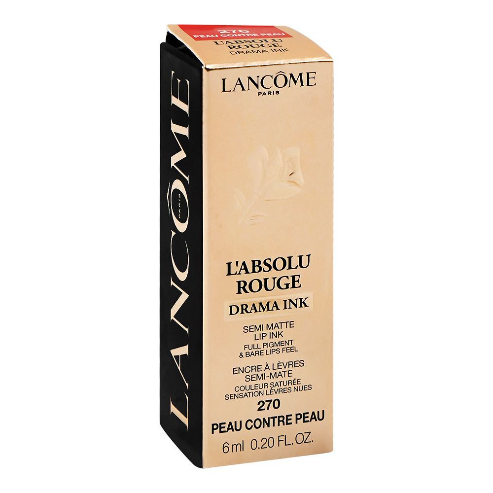 Lancome Paris L'Absolu Rouge Drama Ink Semi-Matte Lip Ink, 270 Peau Contre Peau, 6ml - Image 2