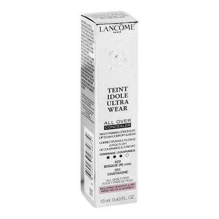Lancome Paris Teint Idole Ultra Wear All Over Concealer, 420 Bisque N 051 Chataigne, For All Skin Types, 13ml - Image 2