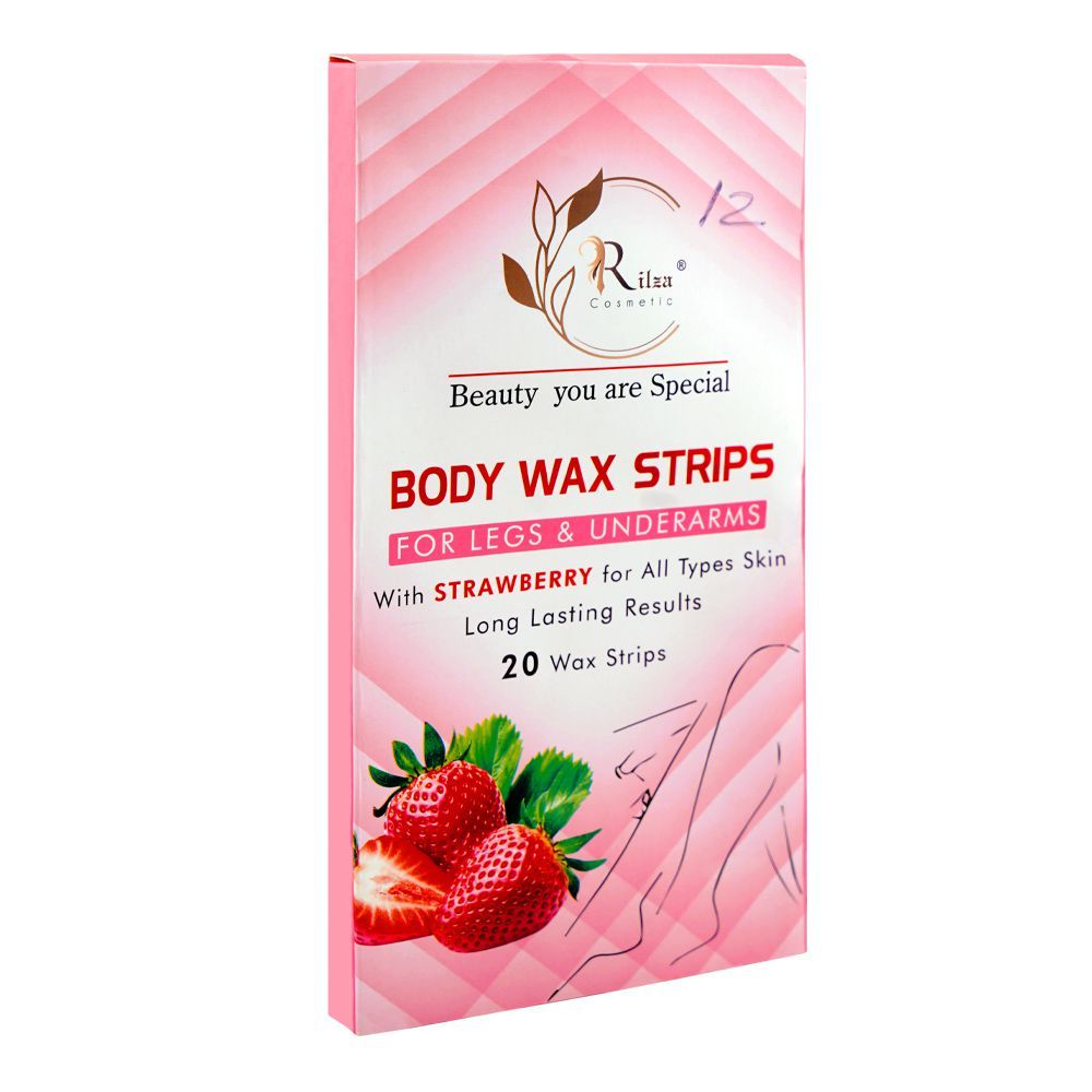 Rilza Strawberry Body Wax Strip For Legs & Underarms, For All Types Of Skin, 20-Pack - Main Image