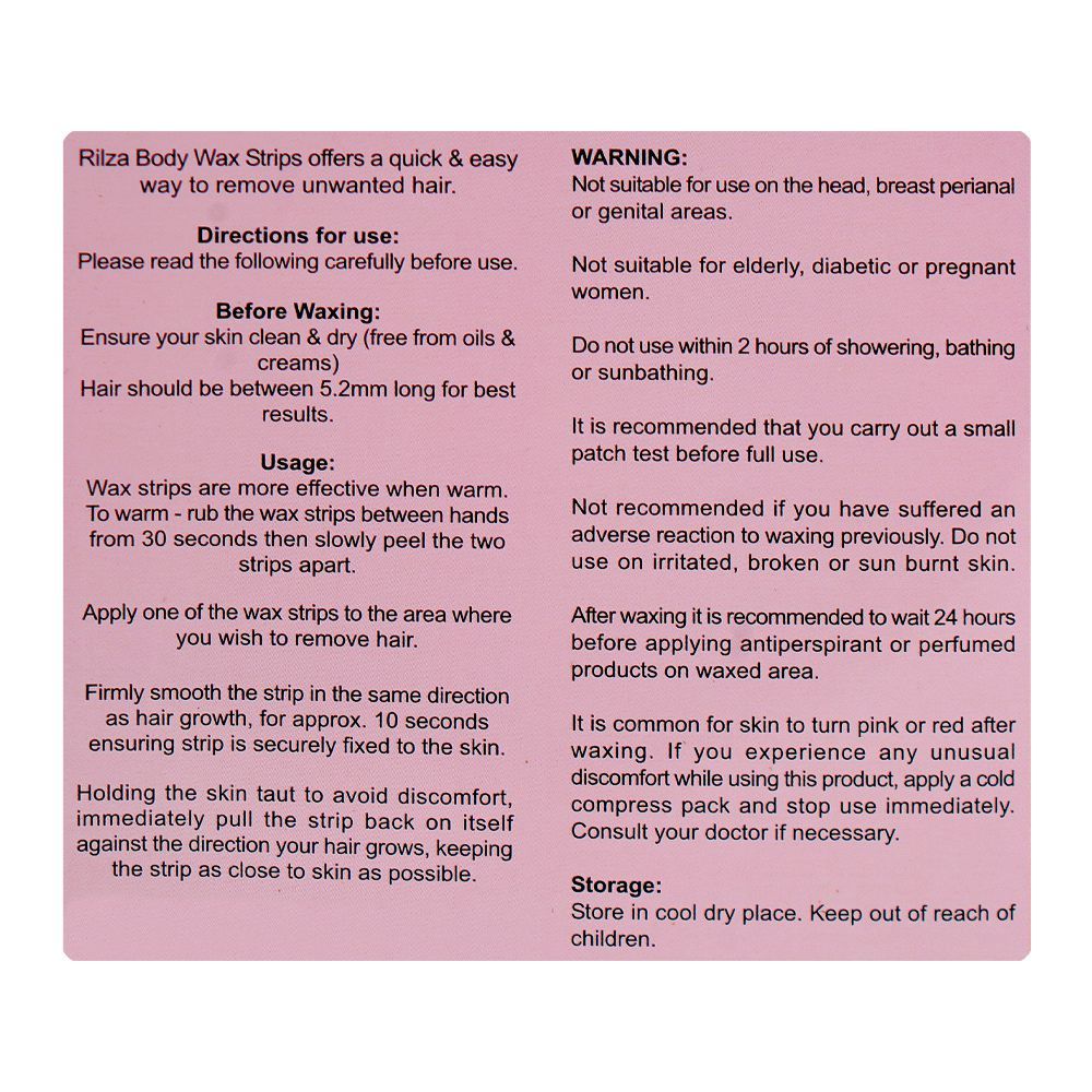 Rilza Strawberry Body Wax Strip For Legs & Underarms, For All Types Of Skin, 20-Pack - Image 3