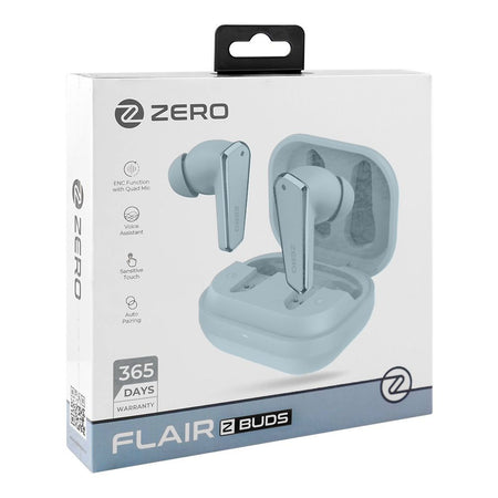 Zero Flair ENC Wireless Z Earbuds, 350mAh Case Battery, IPX4 Waterproof, Cool Blue - Image 2