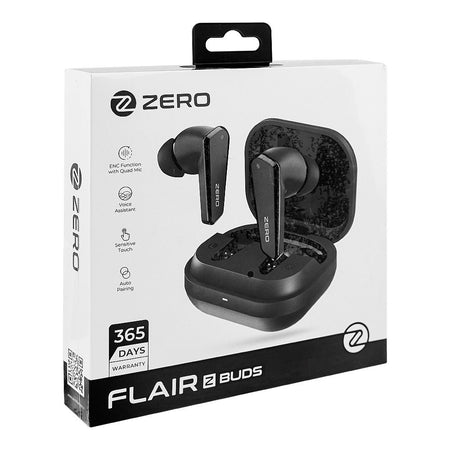 Zero Flair ENC Wireless Z Earbuds, 350mAh Case Battery, IPX4 Waterproof, Carbon Black - Image 2