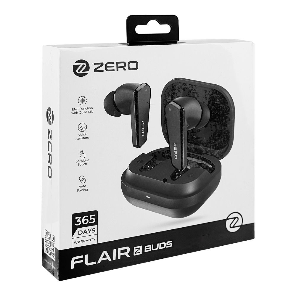 Zero Flair ENC Wireless Z Earbuds, 350mAh Case Battery, IPX4 Waterproof, Carbon Black - Image 2