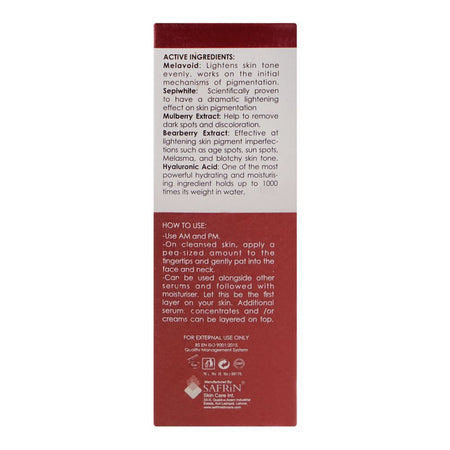 Safrin Skin Care Oxido-Lite Skin Lightening Serum, For Skin Pigmentation, 15ml - Image 2