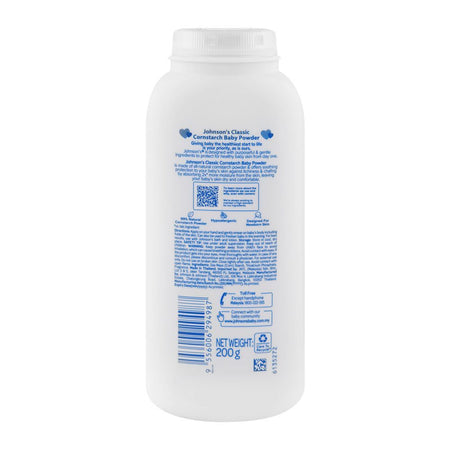Johnson's Classic Cornstarch Baby Powder, Paraben & Phthalates Free, 200g, Thai - Image 2