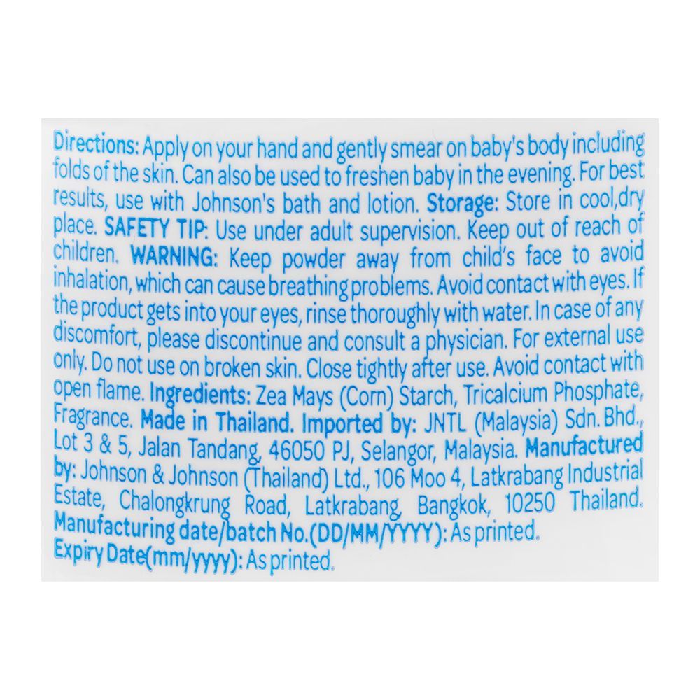 Johnson's Blossom Cornstarch Baby Powder, Paraben & Phthalates Free, 200g, Thai - Image 3