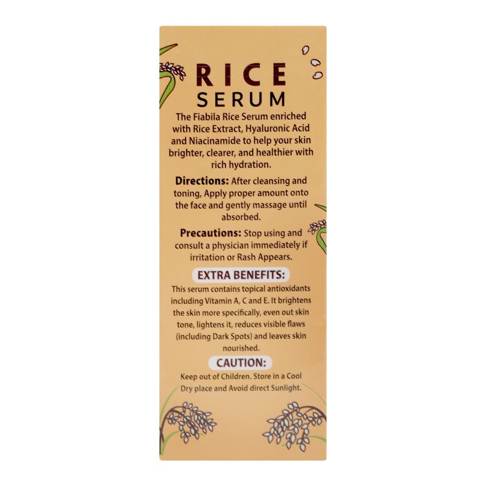 Fiabila Botanicals Moisturizing & Brightening Rice Serum, For All Types Of Skin, 30ml - Image 3