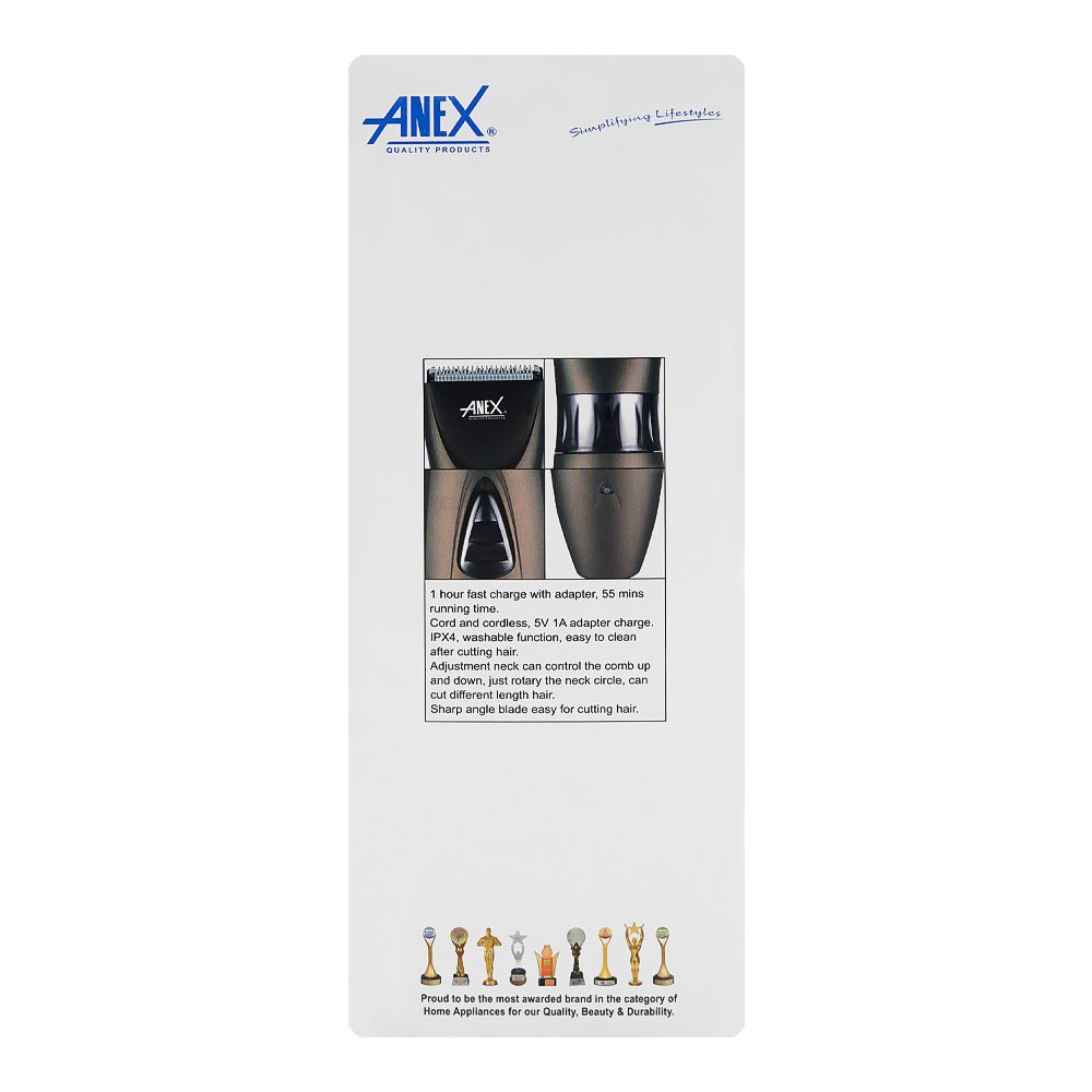 Anex Deluxe Hair Trimmer, 5W, 55 Mins Run Time, IPX4 Washable, AG-7065 - Image 3