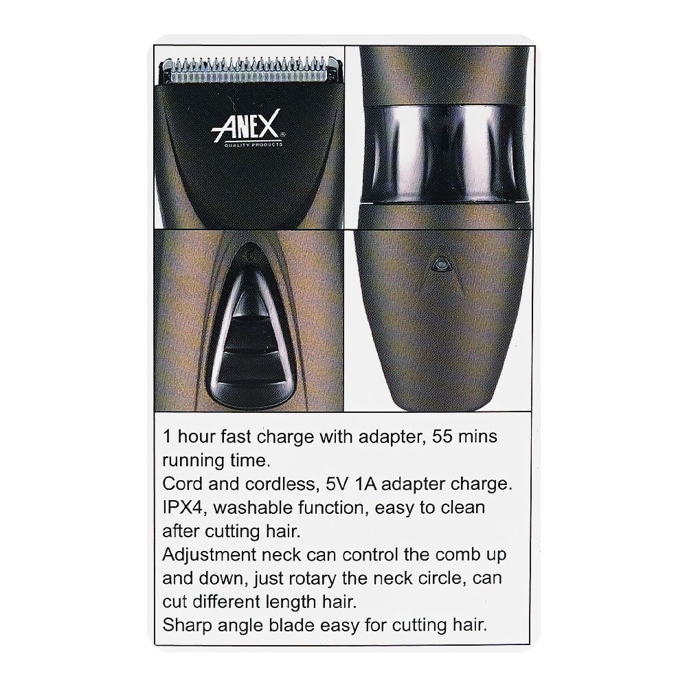 Anex Deluxe Hair Trimmer, 5W, 55 Mins Run Time, IPX4 Washable, AG-7065 - Image 4