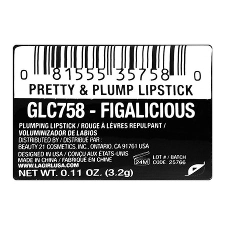 L.A. Girl Pretty & Plump Lipstick, GLC758 Figalicious, 3.2g - Image 4
