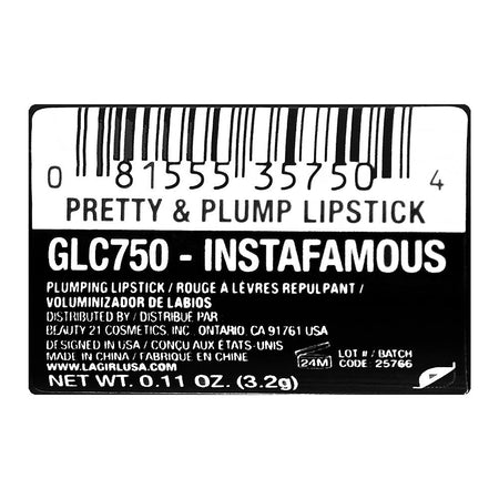 L.A. Girl Pretty & Plump Lipstick, GLC750 Instafamous, 3.2g - Image 4