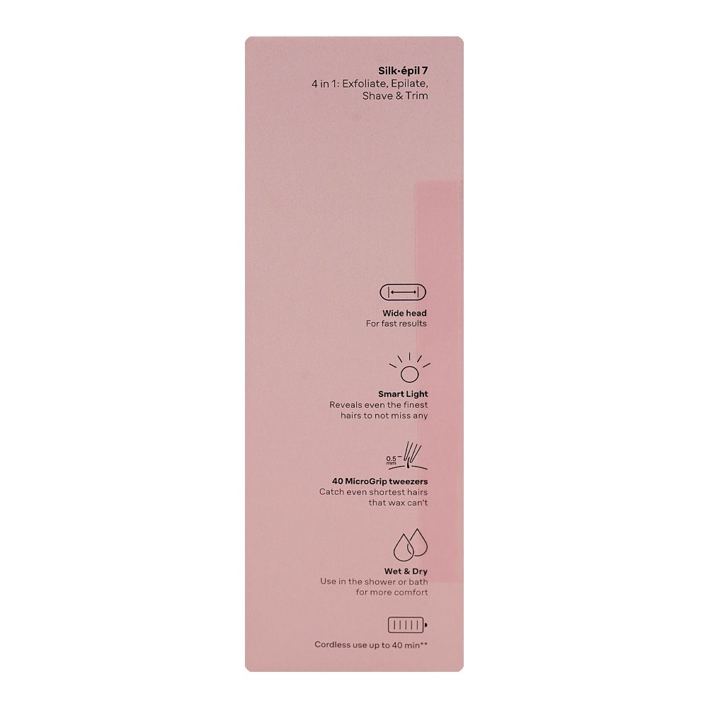 Braun Silk-epil 7 Epilator, Shaver & Trimmer White/Pink, Up to 40 Mins Run Time, SE-7060 - Image 5